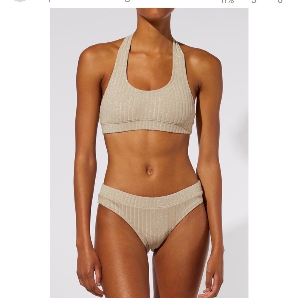 Solid & Striped Reagan Solid Rib Silver Halter Bi… - image 2